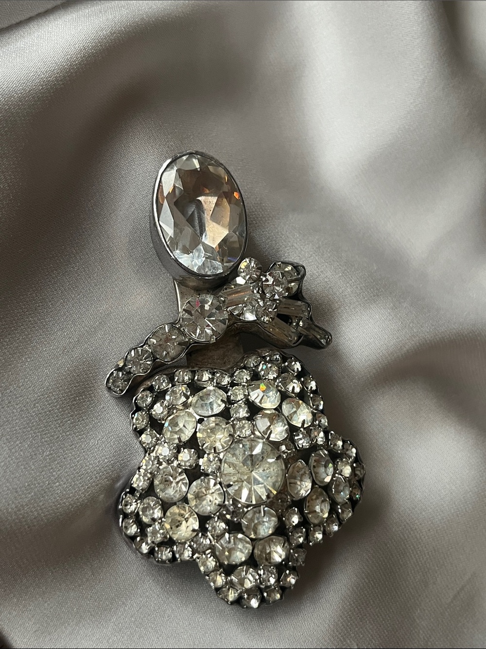 Rebecca Collins Dallas Sterling Silver & Clear Crystal Stone Cluster Brooch